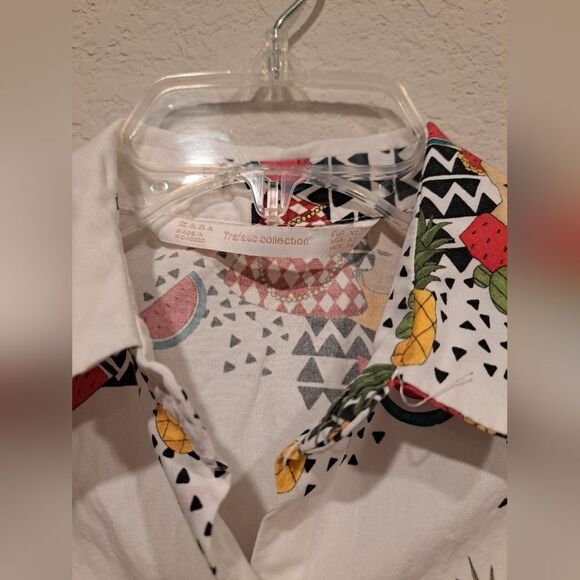 Zara Trafaluc collection white button-up up collared shirt, cap sleeves, size xs - Picture 6 of 11